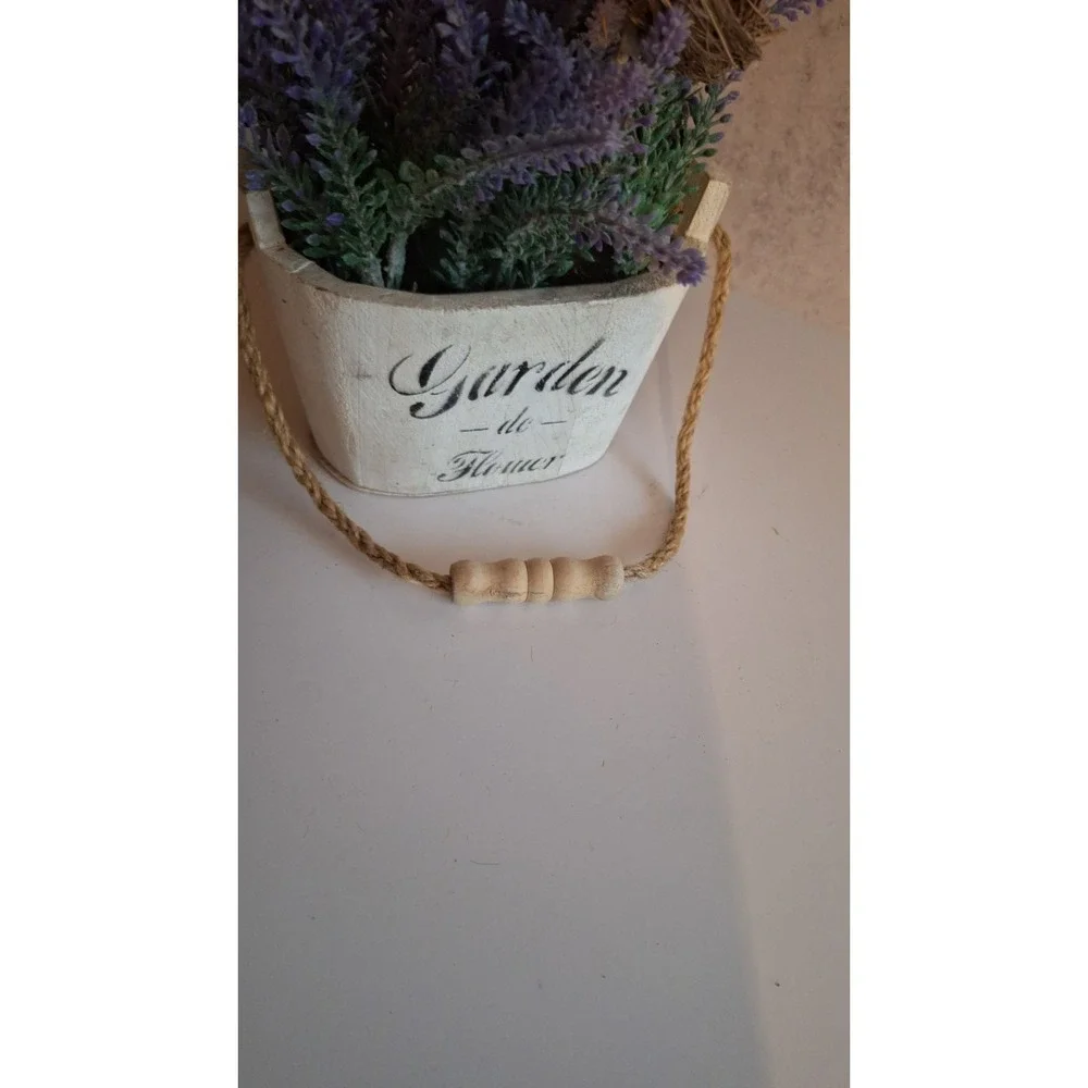 LAVENDER FLORAL ARRANGEMENT FAUX FLOWERS BIRD NEST CERAMIC PLANTER DECOR